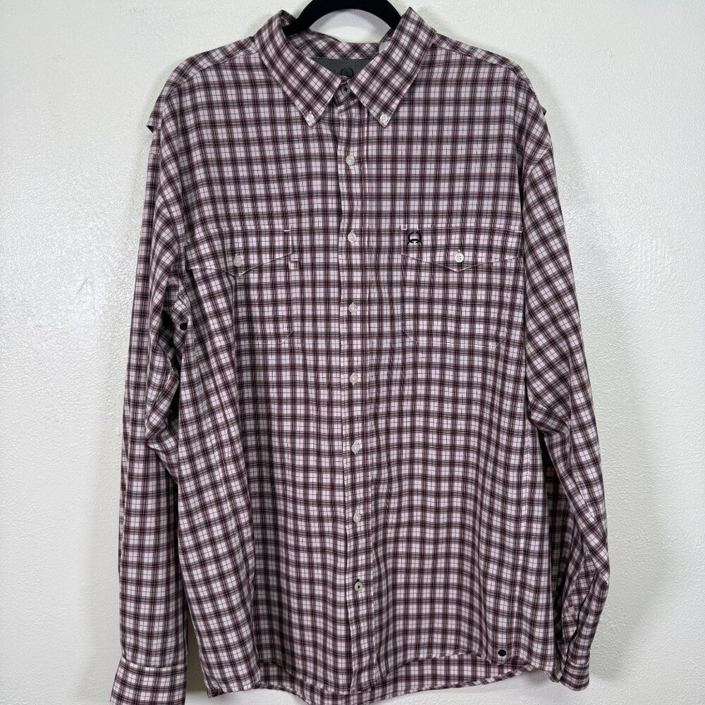 Cinch Men’s Plaid Button Down Shirt XL Western Cowboy Rodeo Mesh Performance